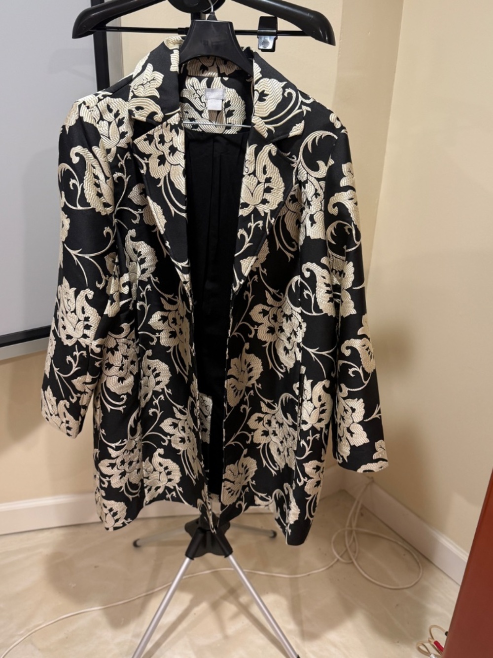 Black and Cream Jacquard Jacket
